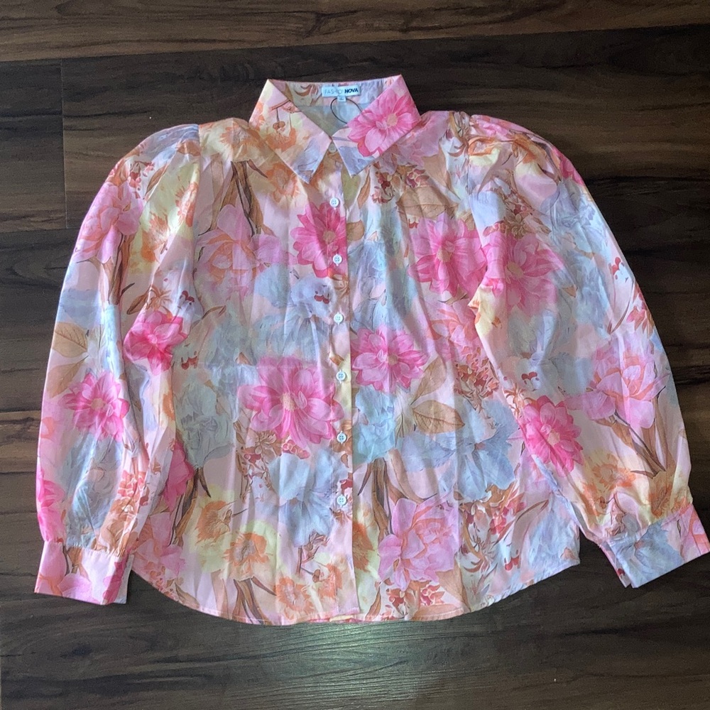 Floral Button-Up Blouse